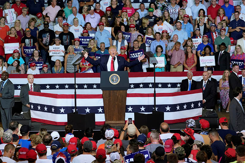 US President Donald Trump speaks during a campaign rally in Greenville, North Carolina July 17, 2019. Photo: Reuters