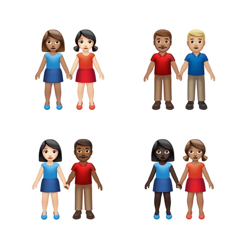 This image provided by Apple shows new emoji's released by Apple. Both Apple and Google are rolling out dozens of new emojis that, as usual, included cute crittters, but also ones that expand the boundaries of inclusion. Photo: AP