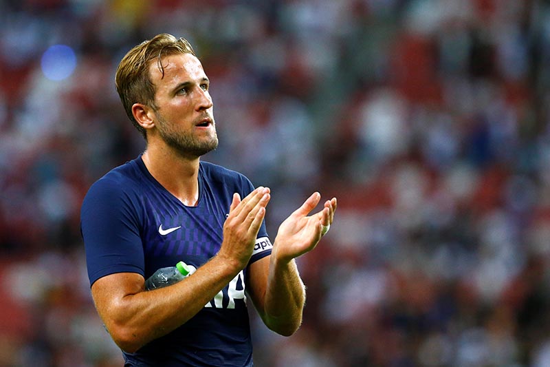 Tottenham's Harry Kane applauds the fans at the end of the International Champions Cup match between Juventus and Tottenham Hotspur, at Singapore National Stadium, in Singapore, on July 21, 2019. Photo: Reuters