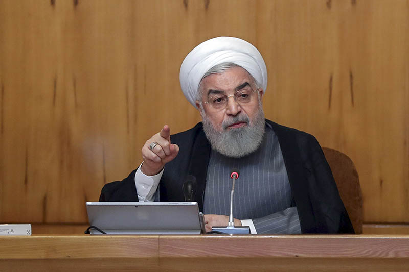 President Hassan Rouhani speaks in a cabinet meeting in Tehran, Iran, Wednesday, July 3, 2019. Photo: Iranian Presidency Office via AP