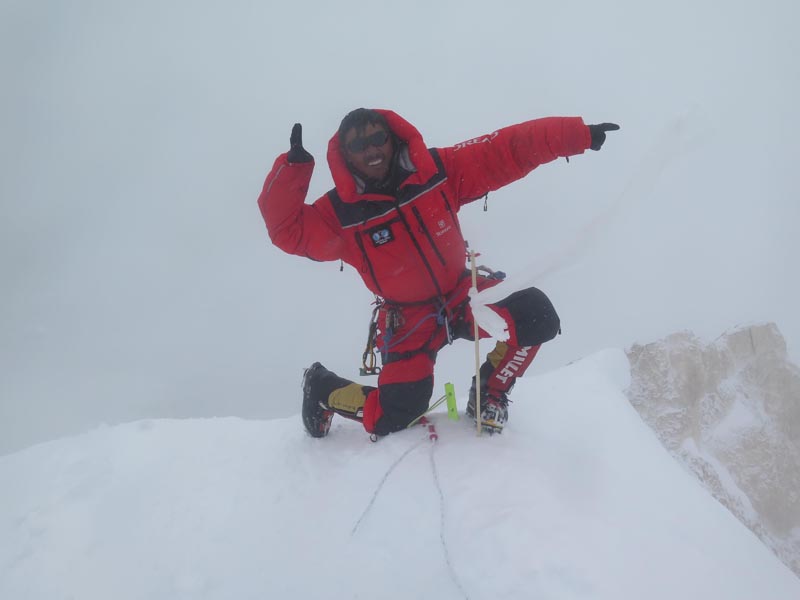 Mingma Gyalje Sherpa on Gasherbrum II summit on July 25, 2019.