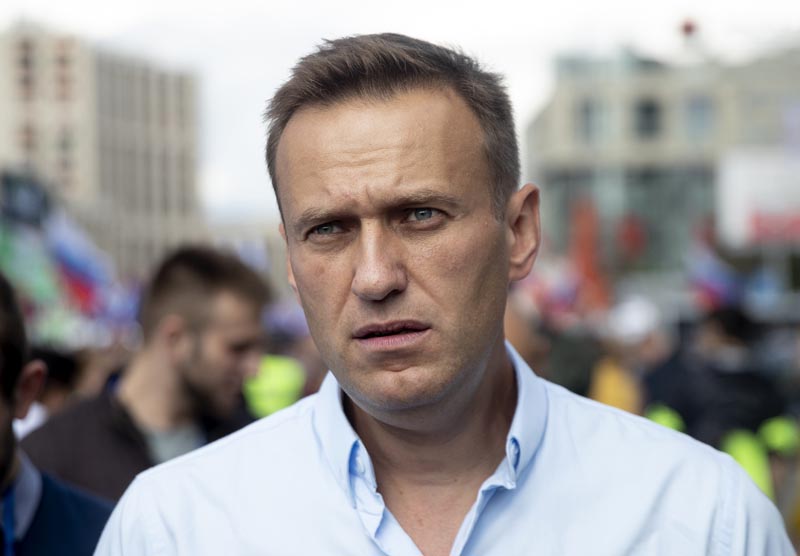 FILE - In this Saturday, July 20, 2019, file photo, Russian opposition leader Alexei Navalny attends a protest in Moscow, Russia. Photo: AP