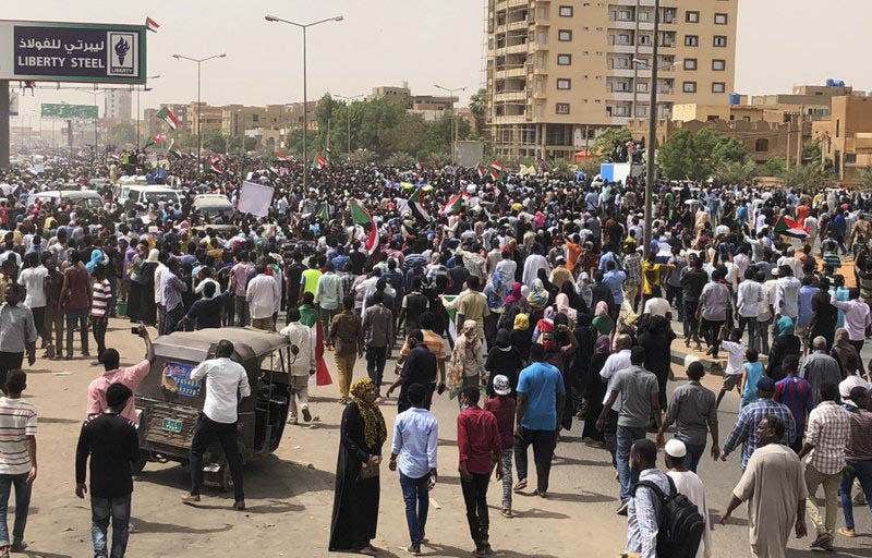 Sudanese protesters march during a demonstration against the military council, in Khartoum, Sudan, Sunday, June 30, 2019. Photo: AP