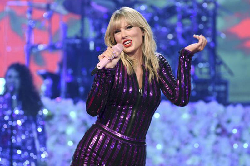 In this July 10, 2019 file photograph, singer Taylor Swift performs at Amazon Music's Prime Day concert at the Hammerstein Ballroom in New York City. Photo: AP