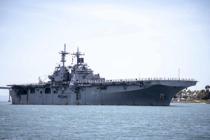 The amphibious assault ship USS Boxer (LHD 4) transits the San Diego Bay in San Diego, California on May 1, 2019. Photo: US Navy
