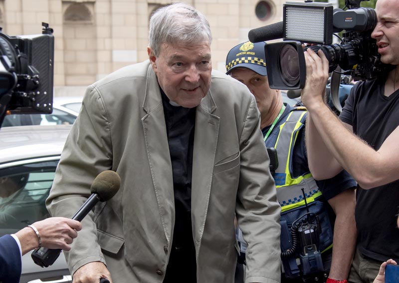 In this February 26, 2019, photo, Cardinal George Pell leaves the County Court in Melbourne, Australia. Photo: AP