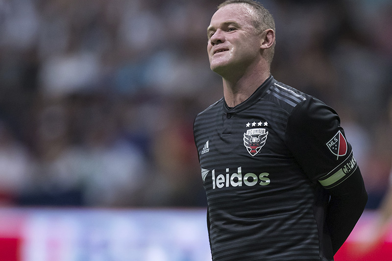 DC United's Wayne Rooney reacts after putting a shot over top of the Vancouver Whitecaps' goal during the first half of an MLS soccer match Saturday, Aug. 17, 2019, in Vancouver, British Columbia.  Photo: Darryl Dyck/The Canadian Press via AP