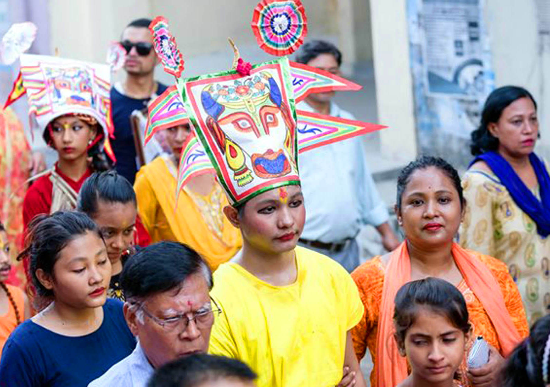 People participate in a Gai Jatra procession organised by the Newar Federation in Birgunj, of Parsa district, on August 16, 2019. Photo: Ram Sarraf/THT