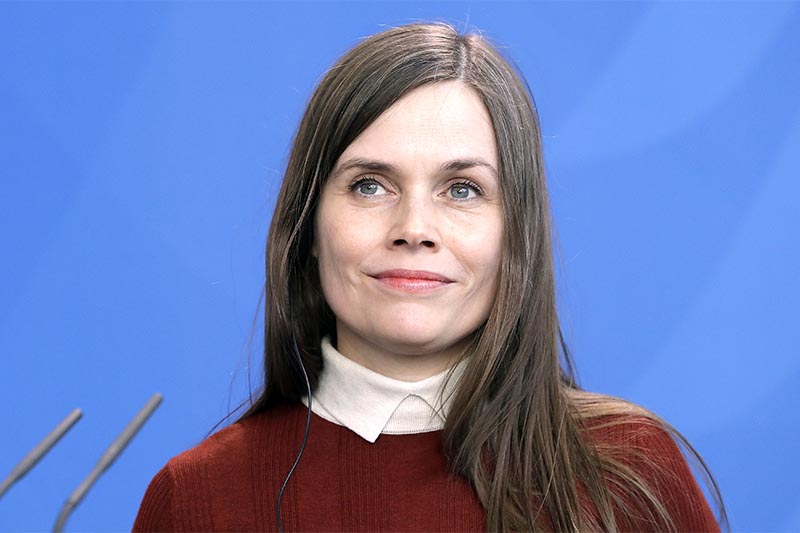FILE - Prime Minister of Iceland Katrin Jakobsdottir attends a press statement in Berlin, Germany, on Monday, March 19, 2018. Photo: AP