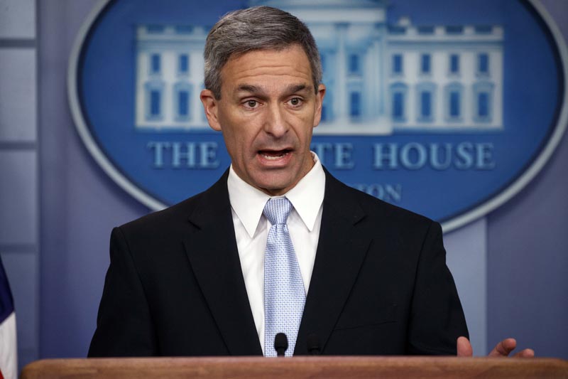 Acting Director of United States Citizenship and Immigration Services Ken Cuccinelli, speaks during a briefing at the White House, Monday, August 12, 2019, in Washington. Photo: AP