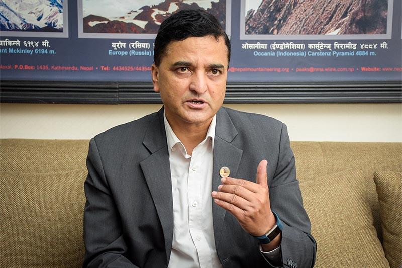 Interview with Tourism Minister Yogesh Bhattarai. Photo: Naresh Shrestha/ THT