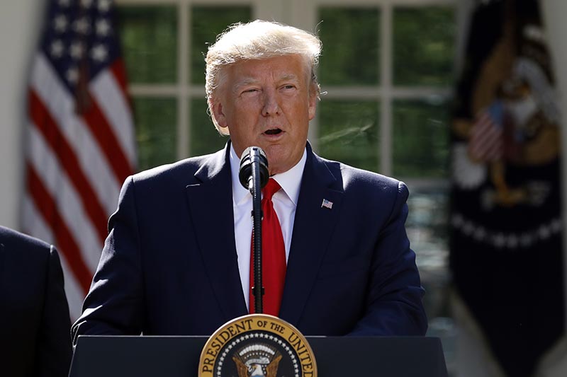 President Donald Trump speaks in the Rose Garden of the White House in Washington on Aug 29, 2019. File Photo: AP