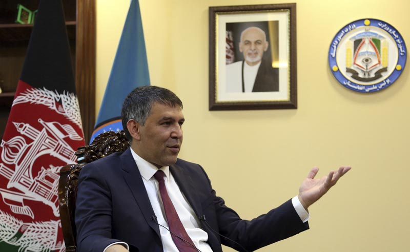 Afghan Interior Minister Massoud Andarabi gives an interview at the Ministry of the Interior in Kabul, Afghanistan, Sunday, Sept 22, 2019. Photo: AP