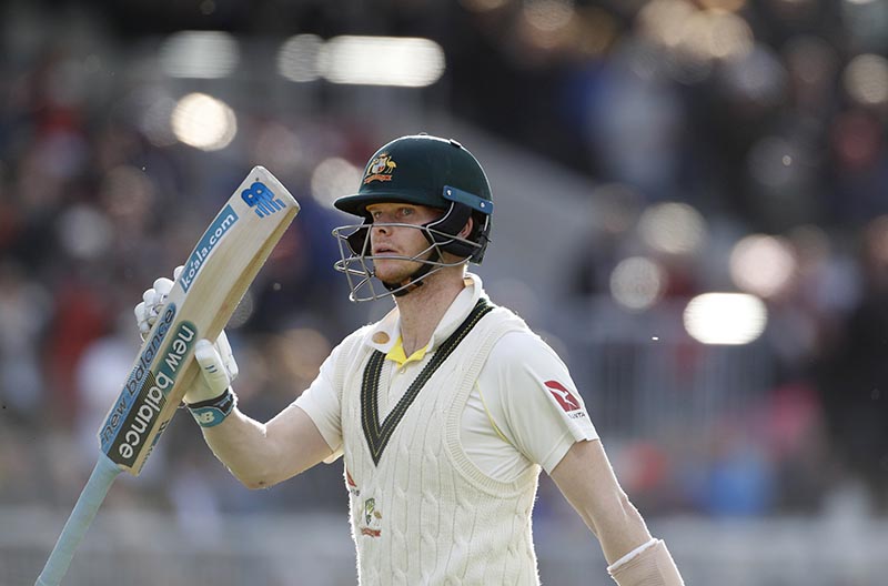 Australia's Steve Smith leaves the field after being dismissed during day four of the fourth Ashes Test cricket match between England and Australia at Old Trafford in Manchester, England, Saturday, Sept. 7, 2019. Photo: AP
