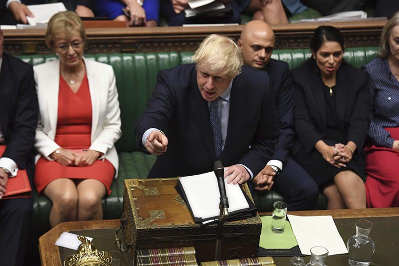 In this handout photo provided by the House of Commons, Britain's Prime Minister Boris Johnson speaks in Parliament in London, Wednesday, Sept. 25, 2019. Photo: AP