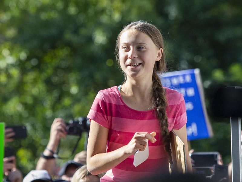 Swedish teenage climate activist Greta Thunberg arrives to the podium to speak as she takes part during the Climate Strike, Friday, Sept 20, 2019 in New York.u00a0Photo: AP