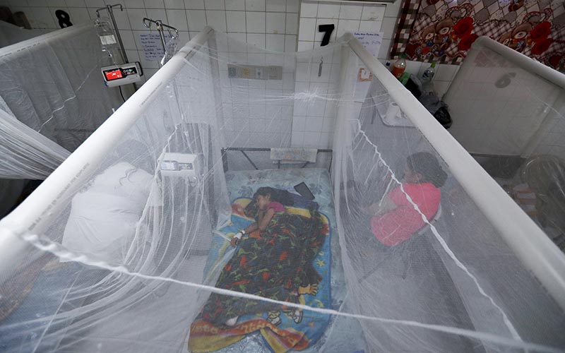 A patient receives treatment for dengue inside a room at the University School Hospital in Tegucigalpa, Honduras. File Photo: AP