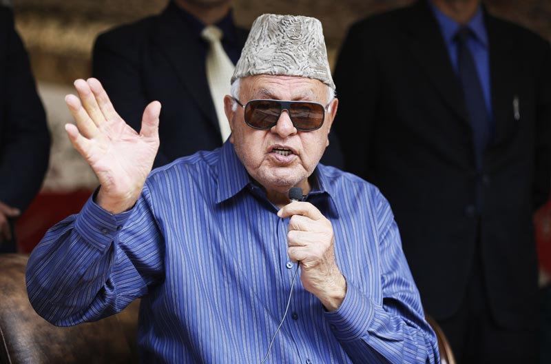 National Conference president Farooq Abdullah addresses his supporters during an election campaign rally in Srinagar, Indian controlled Kashmir, April 8, 2019.  Photo: AP/File