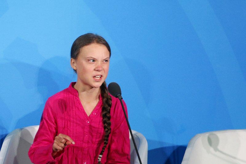 Environmental activist Greta Thunberg, of Sweden, addresses the Climate Action Summit in the United Nations General Assembly, at UN headquarters, Monday, September 23, 2019.