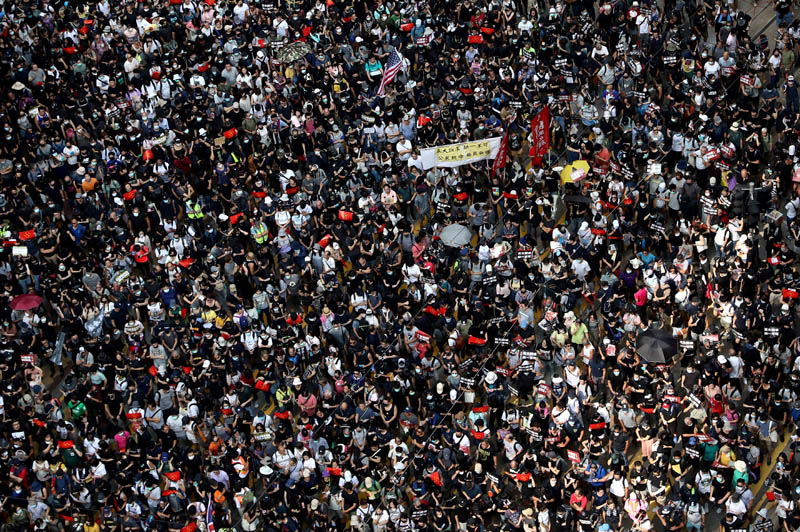 Anti-government protesters attend a demonstration at Causeway Bay in Hong Kong, China, September 15, 2019. Photo: Reuters