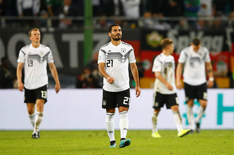 Germany's Ilkay Gundogan reacts after Netherlands' Georginio Wijnaldum scores their fourth goal. Photo: Reuters