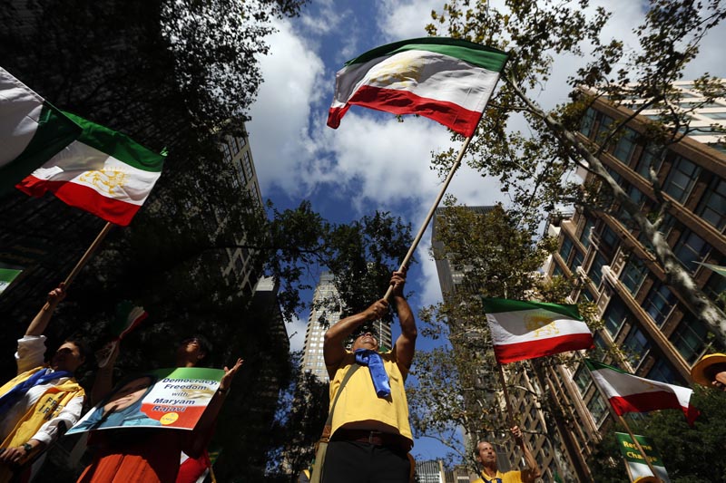Supporters of a regime change in Iran rally outside United Nations headquarters on the first day of the general debate at the UN General Assembly onTuesday, September 24, 2019, in New York. Photo: AP