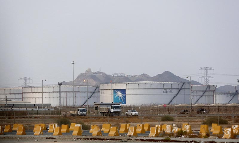 Storage tanks are seen at the North Jiddah bulk plant, an Aramco oil facility, in Jiddah, Saudi Arabia, Sunday on Sept. 15, 2019. Photo: AP