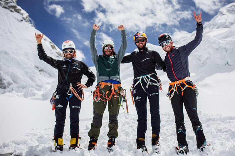 A polish team poses for a portrait in Everst region. Coutesy: Andrzej Bargiel