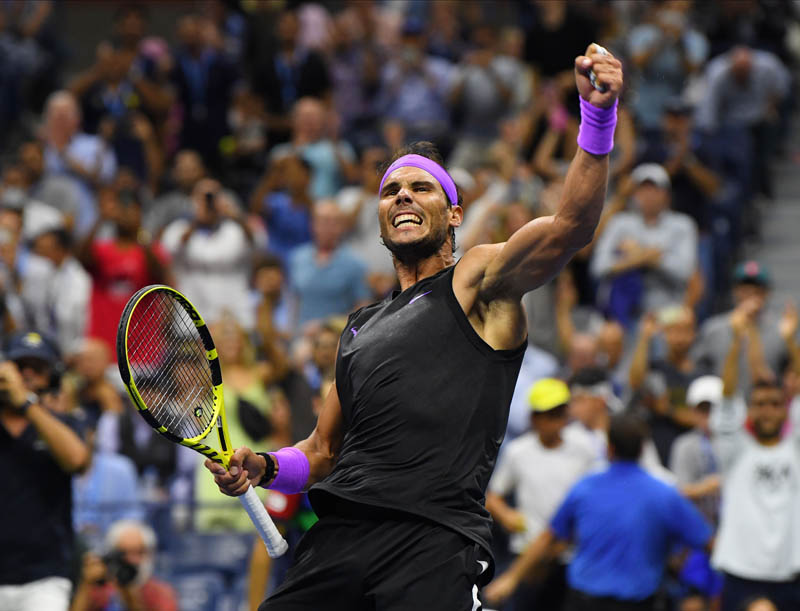 Rafael Nadal of Spain celebrates match point against Marin Cilic of Croatia in the fourth round on day eight of the 2019 US Open tennis tournament at USTA Billie Jean King National Tennis Center in Flushing, NY, USA on Sept 2, 2019. Photo: Robert Deutsch-USA TODAY Sports via Reuters