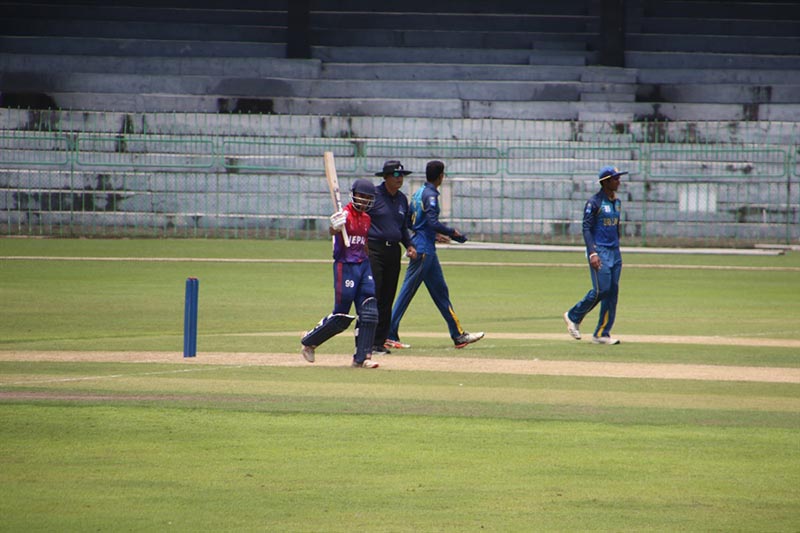Nepalu2019s Rit Gautam celebrates after scoring a half century against Sri Lanka during their U-19 Asia Cup match at the R Premadasa Stadium in Colombo on Friday, September 6, 2019. Photo courtesy: Raman Shiwakoti