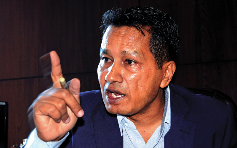 Interview with Rameshwor Thapa, President of Airlines Operators Association of Nepal (AOAN)  in Kathmandu on Sunday. Photo: Balkrishna Thapa Chhetri/ THT