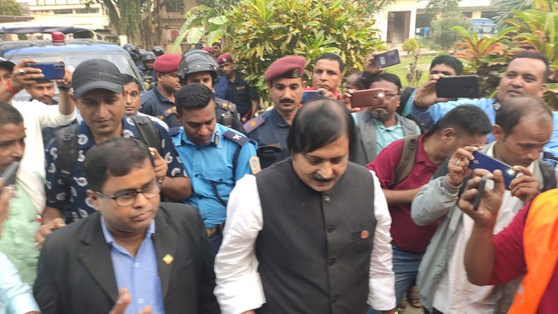 Nepali Congress lawmaker and Member of Federal Parliament, Mohammad Aftab Alam, being taken to the Rautahat District Court  in Gaur on Monday, November 4, 2019. Photo: Prabhat Jha