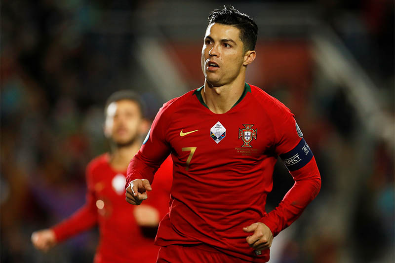 Portugal's Cristiano Ronaldo celebrates scoring their first goal. Photo: Reuters