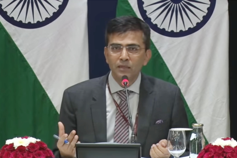 Spokesperson for the Indian Ministry of External Affairs Raveesh Kumar responding to journalistu2019s queries in the weekly briefing in New Delhi, India, on Thursday, November 7, 2019. Photo: screenshots from MEA official youtube