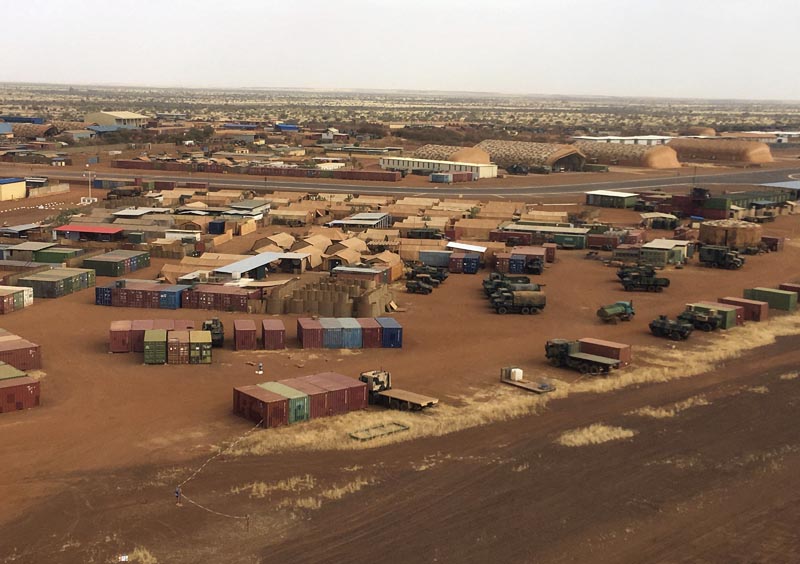 In this photo taken on Friday, November 1, 2019, an aerial view of Goa airport in Mali, where French soldiers have massive presence. Photo: AP