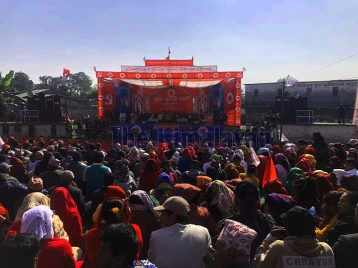 People attending the mass gathering of Nepal Communist Party (NCP) in Pokhara, Kaski, on November 27, 2019. Photo: Rishi Ram Baral/THT