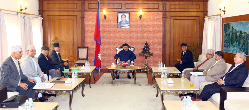 NCP secretariat meeting presided over by NCP Co-chair and Prime Minister KP Sharma Oli begins at PM residence at Baluwatar, in Kathmandu, on Monday, November 11, 2019. Photo: RSS