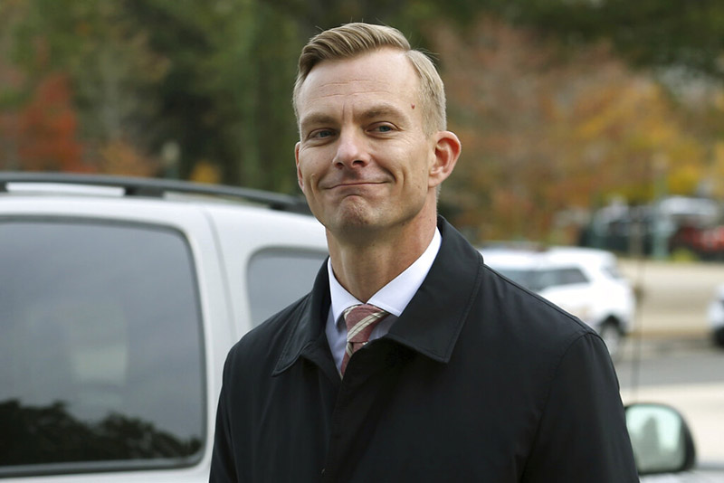 David Holmes, a career diplomat and the political counselor at the embassy in Kyiv, arrives on Capitol Hill, in Washington, on Friday, November 15, 2019 to testify before congressional lawmakers as part of the House impeachment inquiry into President Donald Trump. Photo: AP