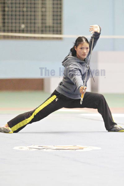 Wushuka Nima Gharti Magar performs during a practice session in Lalitpur on Wednesday, November 27, 2019.Photo: Udipt Singh ChhetryTHT
