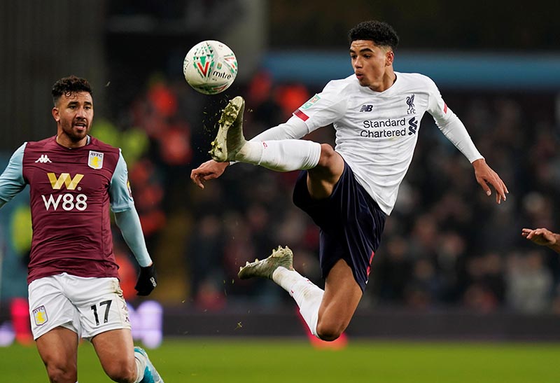 Liverpool's Ki-Jana Hoever in action during the Carabao Cup Quarter Final match between Aston Villa and Liverpool, at Villa Park, in Birmingham, Britain, on December 17, 2019. Photo: Reuters