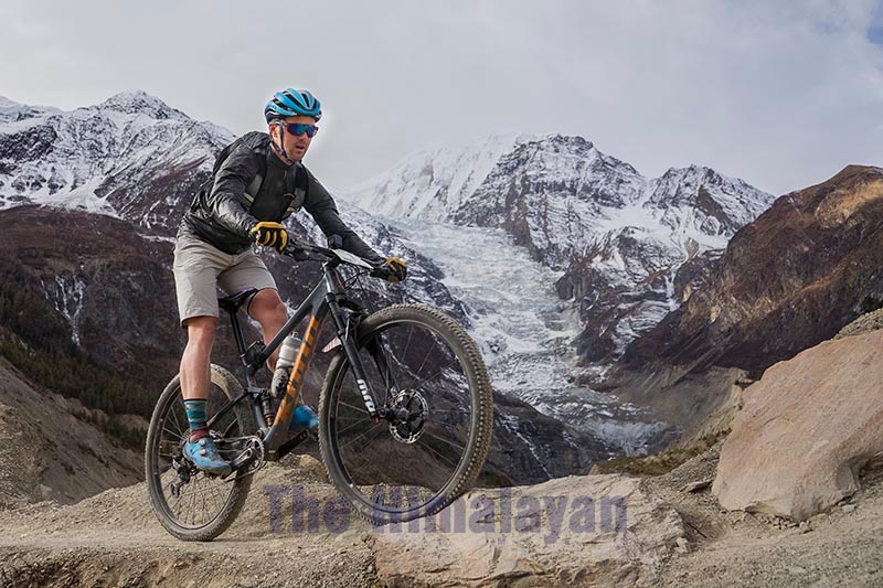 This undated image shows Cory Wallace, the professional Canadian Mountain Bike racer. Wallace came to Nepal for the first time to participate in Yak Attack in 2014. Photo: THT