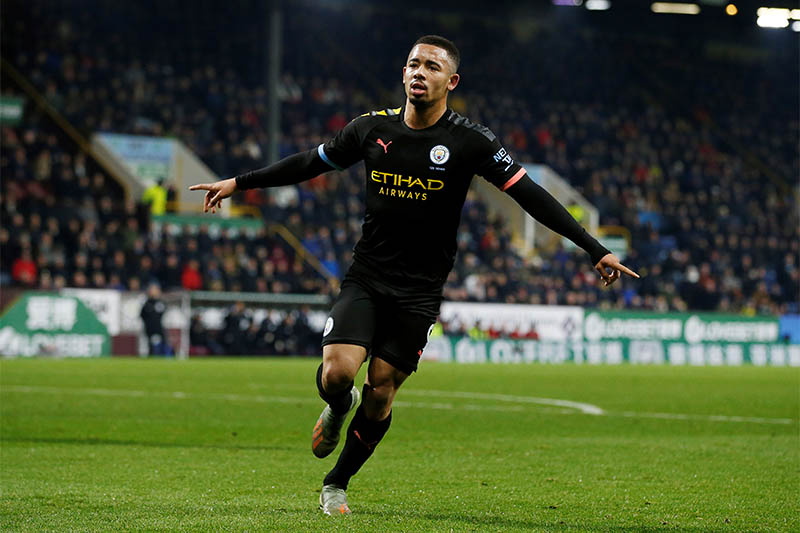 Manchester City's Gabriel Jesus celebrates scoring their first goal. Photo: Reuters