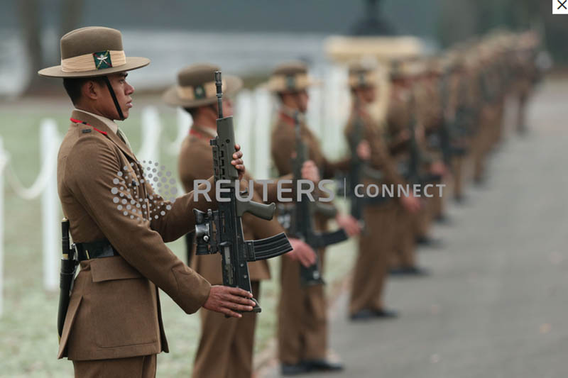 Soldiers from the Gurkha Company wait ahead of the arrival of the Duke of Cambridge, who will represent the Queen as the Reviewing Officer at the Sovereign's Parade at Royal Military Academy Sandhurst in Camberley. Photo: Reuters