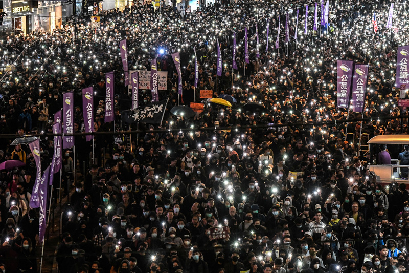 Protesters attend a Human Rights Day march in the district of Causeway Bay in Hong Kong, China December 8, 2019. Photo: Reuters