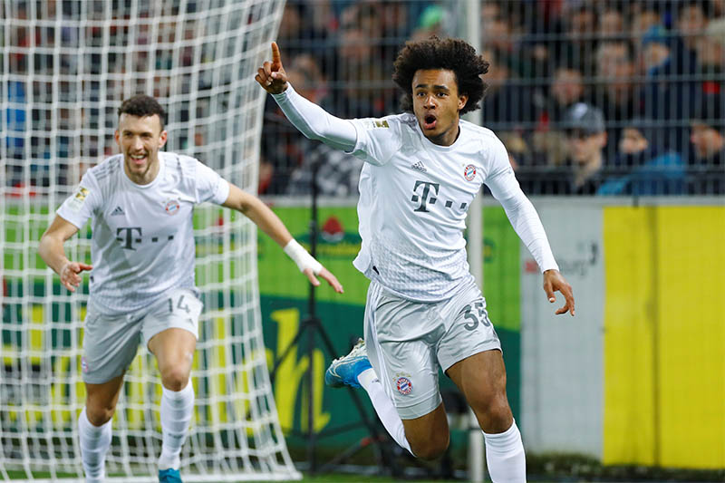 Bayern Munich's Joshua Zirkzee celebrates scoring their second goal. Photo: Reuters