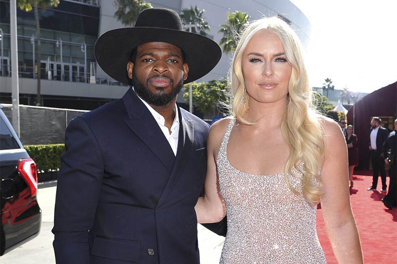 FILE: PK Subban, left, of the New Jersey Devils, and Lindsey Vonn arrive at the ESPY Awards at Microsoft Theater in Los Angeles. Photo: AP