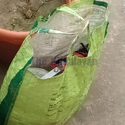 Suspicious object found inside a bag in Ishanath Municipality of Rautahat district, on Wednesday, December 25, 2019. Photo: Prabhat Kumar Jha/THT
