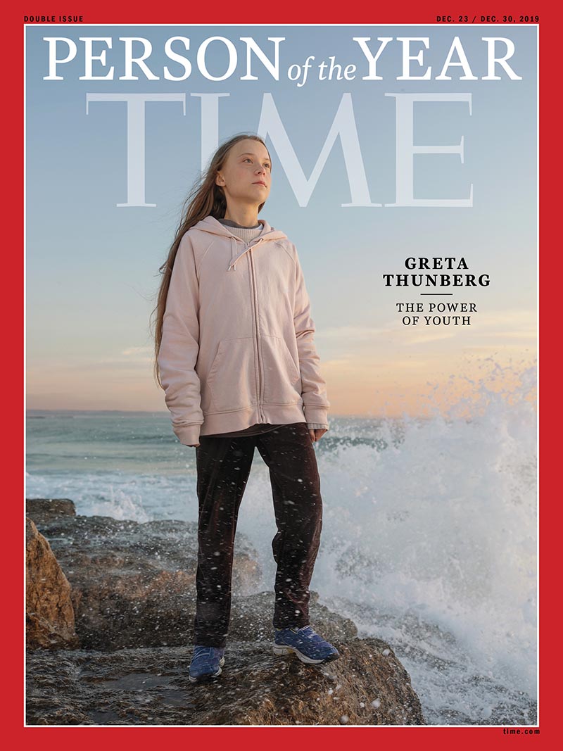 This photo provided by Time magazine shows Greta Thunberg, who has been named Timeu2019s youngest u201cperson of the yearu201d on Wednesday, Dec. 11, 2019.   The media franchise said Wednesday on its website that Thunberg is being honored for work that transcends backgrounds and borders. Photo: Time via AP