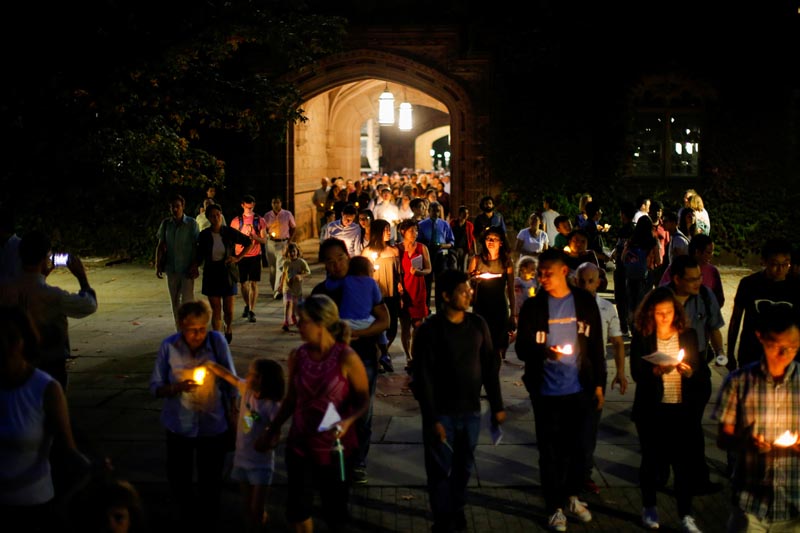 People attend a vigil for Xiyue Wang at Princeton University in Princeton, New Jersey, US September 15, 2017. Photo: Reuters