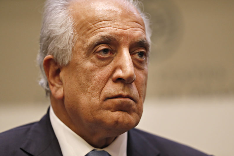 Special Representative for Afghanistan Reconciliation Zalmay Khalilzad pauses while speaking about the prospects for peace, at the US Institute of Peace, in Washington, Feb 8, 2019. Photo: AP/File